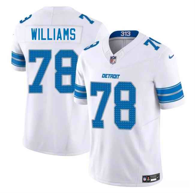 Men's Detroit Lions #78 Tyleik Williams White 2025 Draft F.U.S.E. Vapor Limited Stitched Jersey